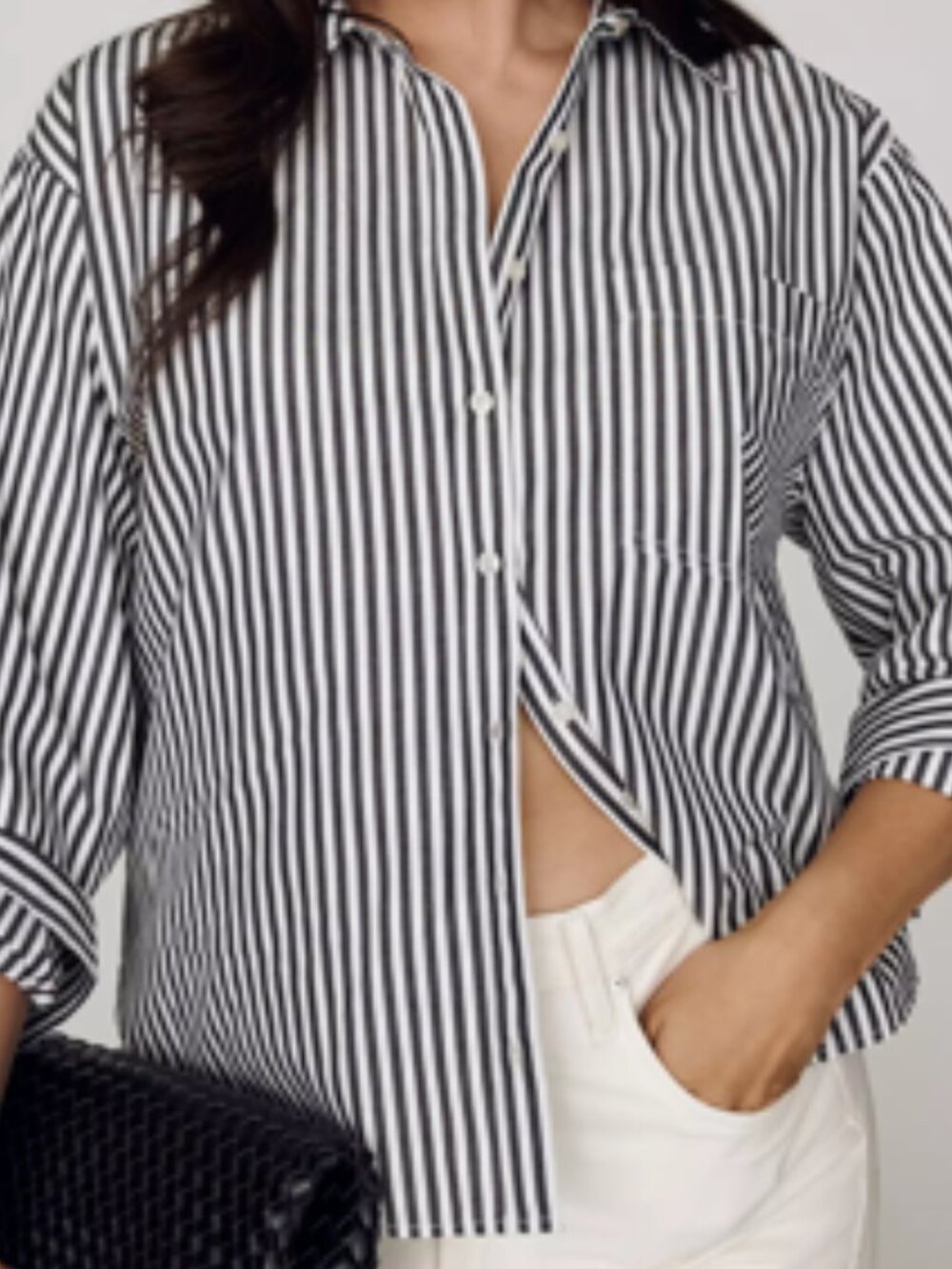 NWT Shrunken Bennett Button Down Shirt By Maeve - Picture 8 of 15